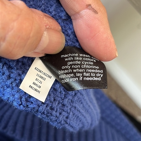 Lane Bryant Sweater Poncho Women's Plus 14/20 Blue Single Button Side Closure - Picture 5 of 11